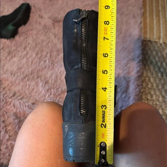 Black Ankle Moto Boots with Buckle - Picture 5 of 6